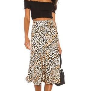 MAJORELLE Leopard Print Midi Skirt